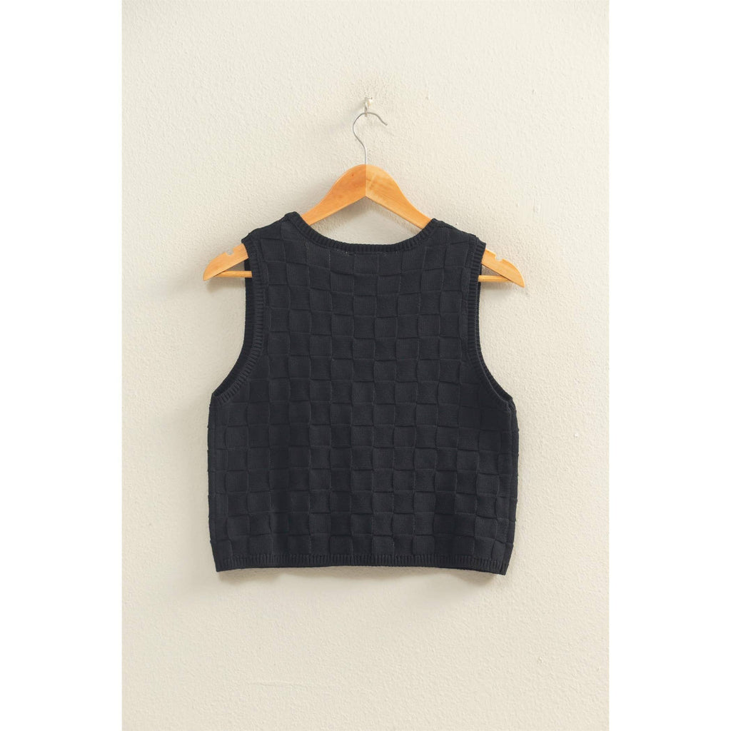 Basket Weave V-Neck Sleeveless Vest