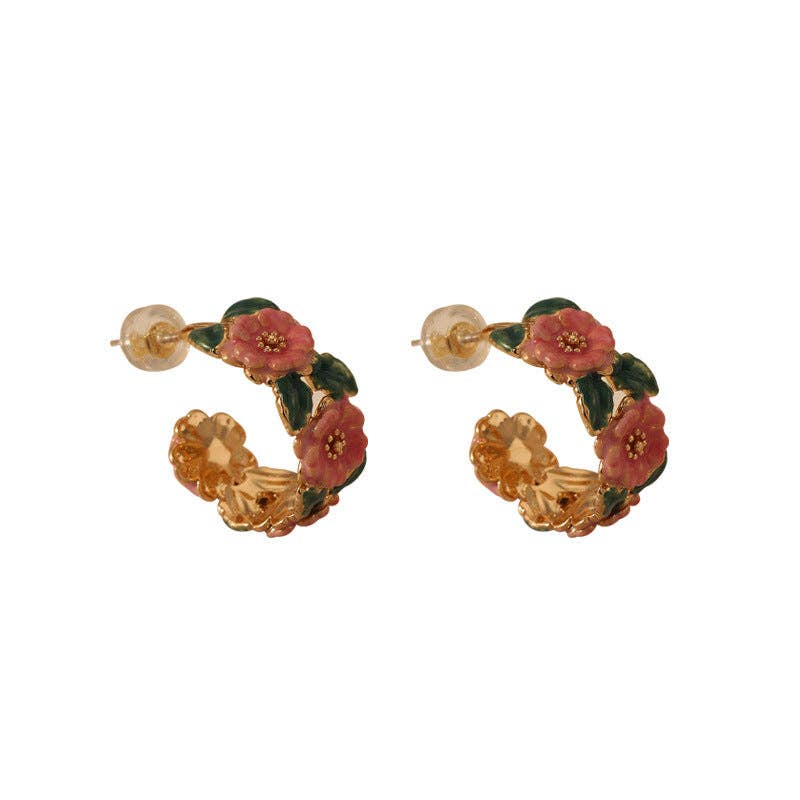 Picnic Camellia Flower Hoops