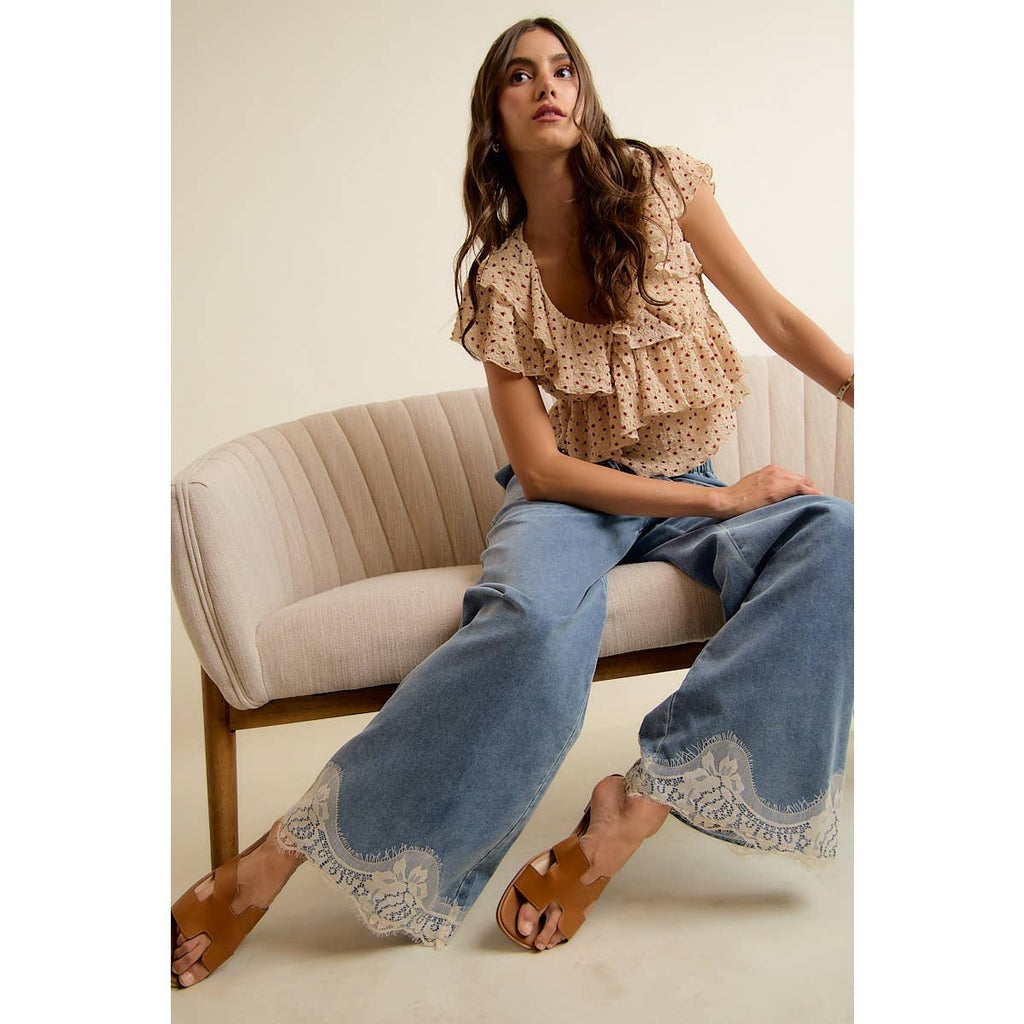 Easy Going Lace Denim Pants