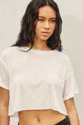 Classic Cropped Raw Hem Tee