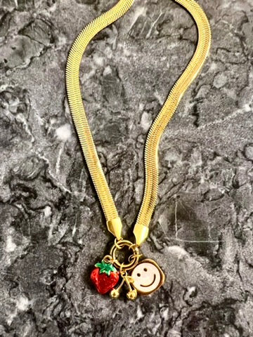 Y2K Vibes Herringbone Charm Necklace - One of a Kind