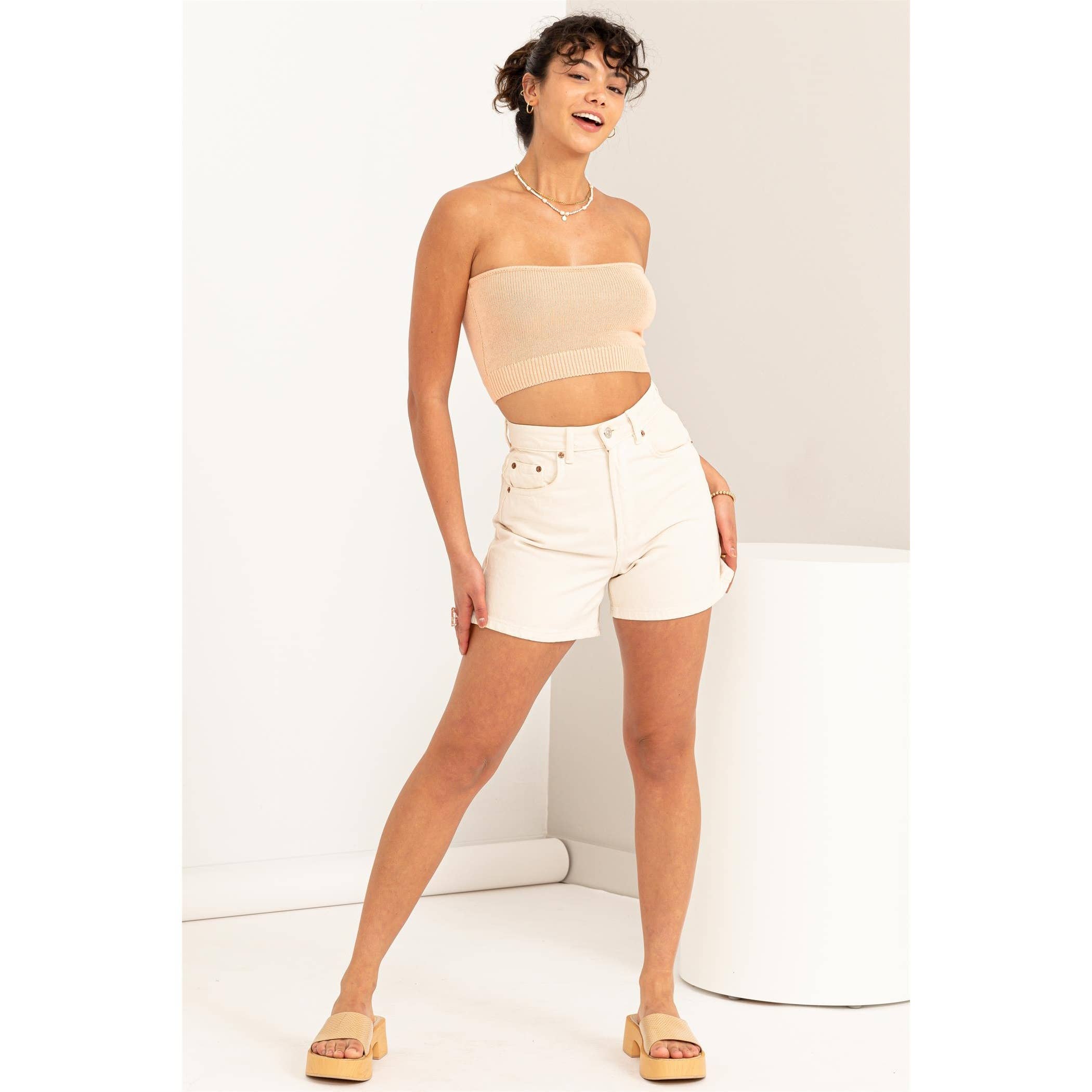 Peachy Strapless Bandeau Top