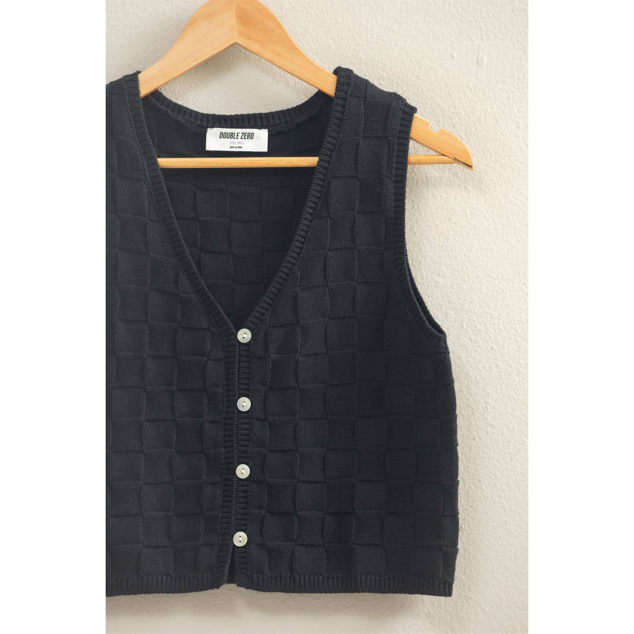 Basket Weave V-Neck Sleeveless Vest