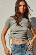 Aria Side Drawstring Ruched Tee