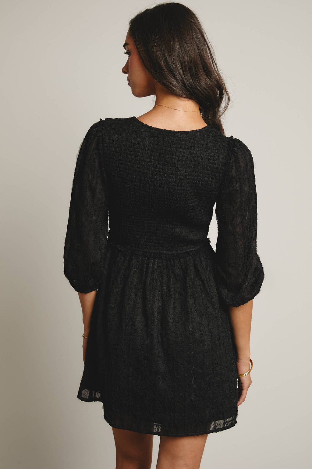 Lace Puff Sleeve Mini Dress