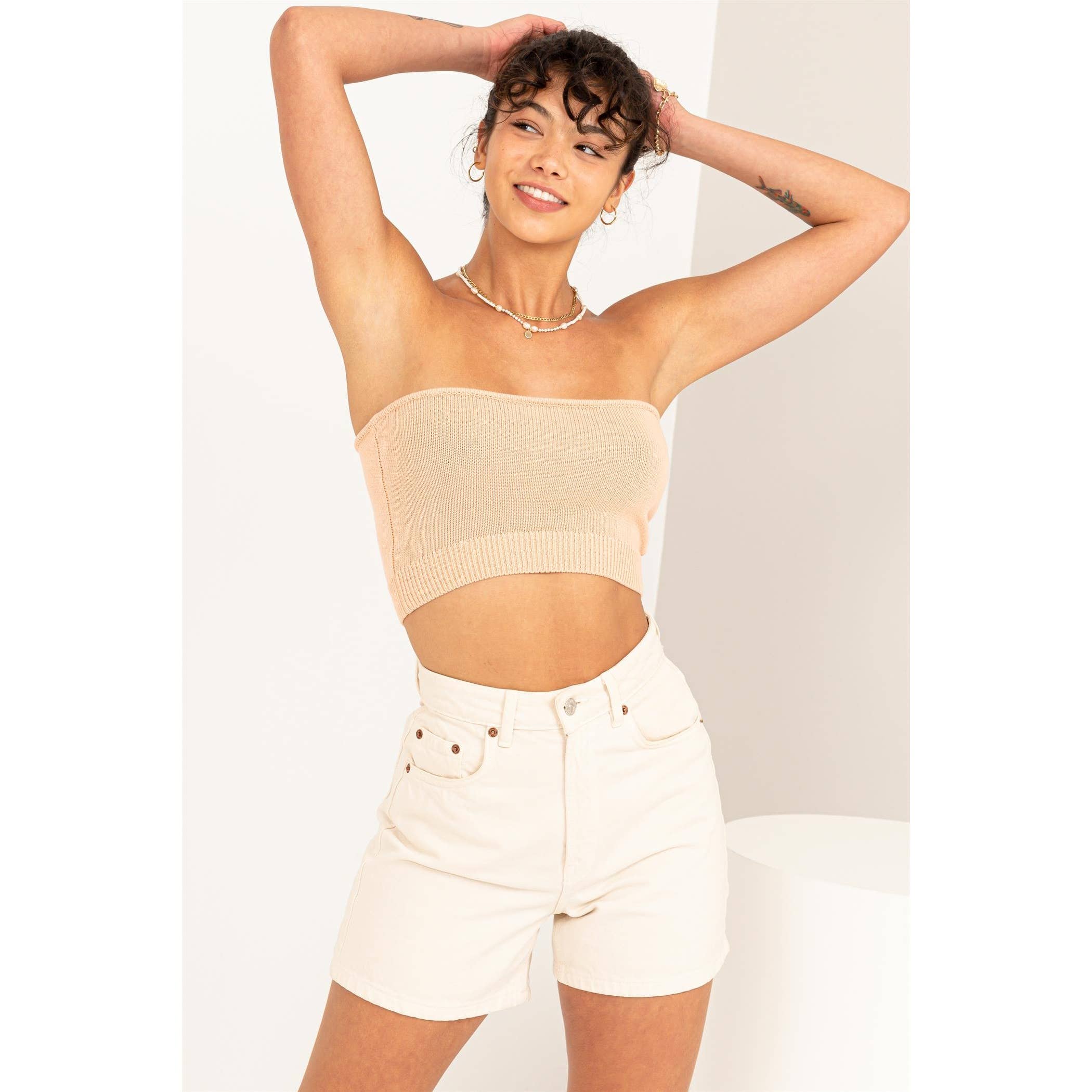 Peachy Strapless Bandeau Top