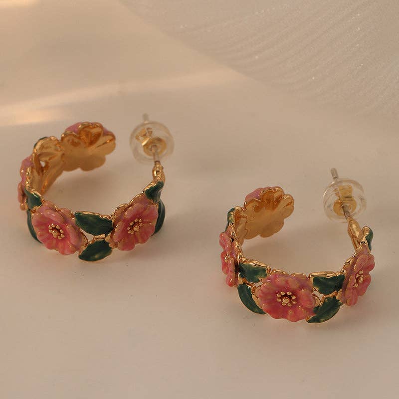 Picnic Camellia Flower Hoops