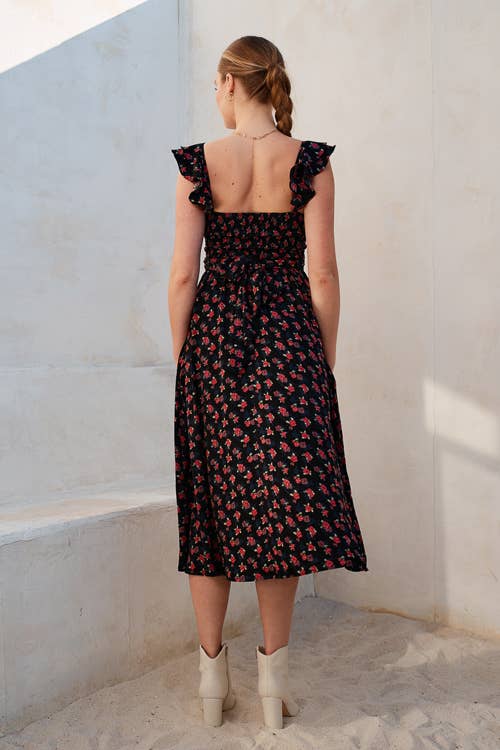 Floral Sweetheart Midi Dress