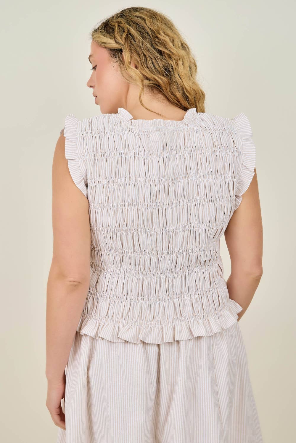 Shannon Striped Smocked Tank Top (Plus)