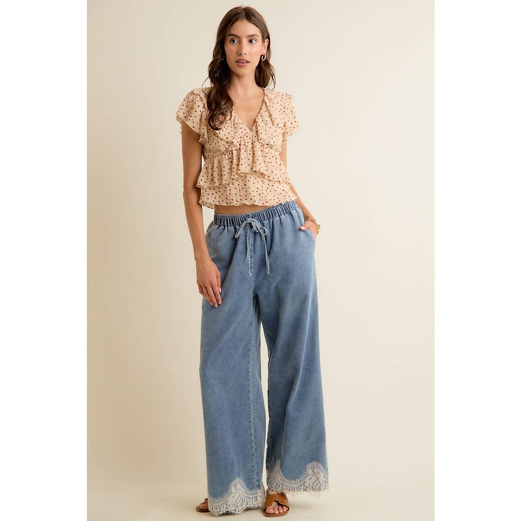 Easy Going Lace Denim Pants