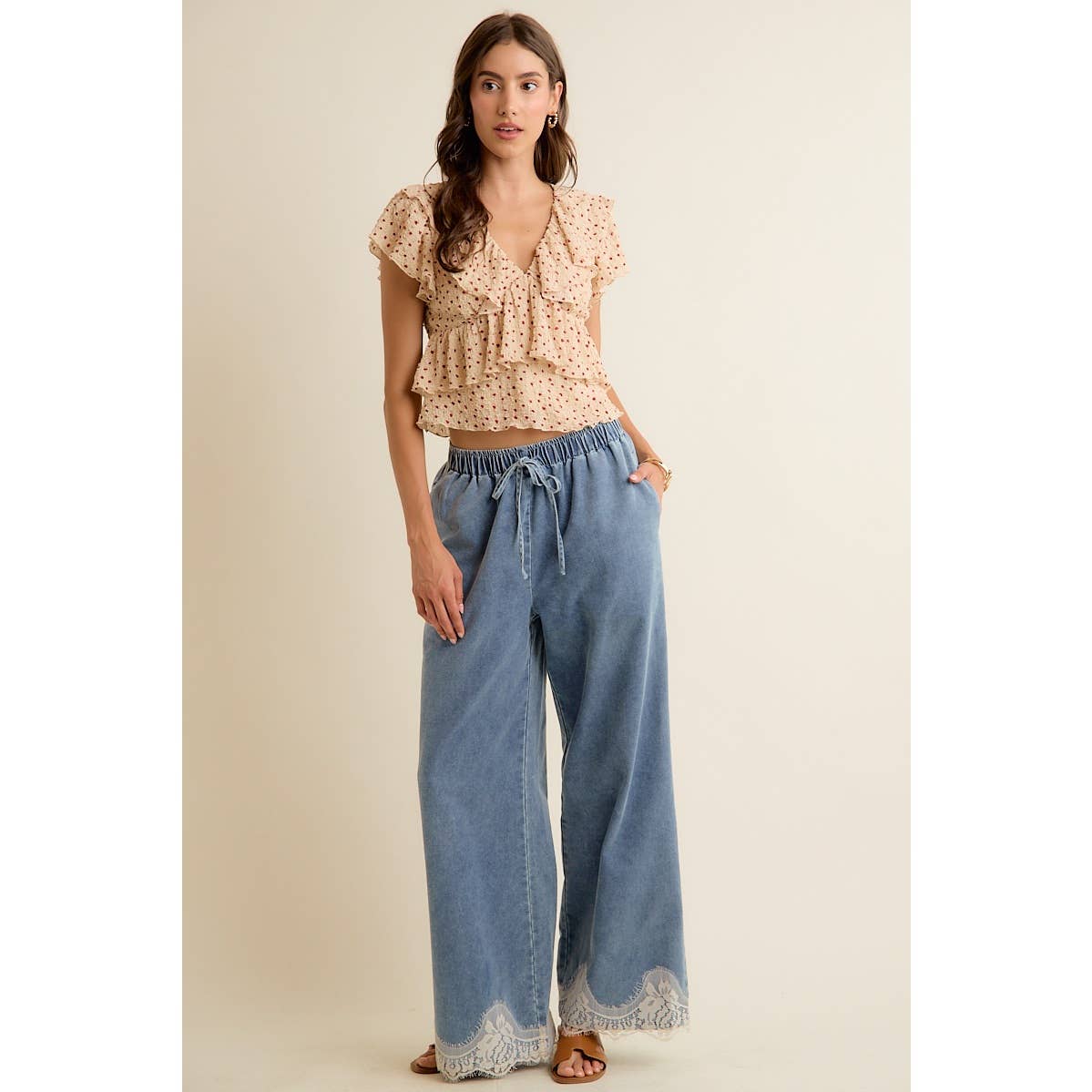 Easy Going Lace Denim Pants