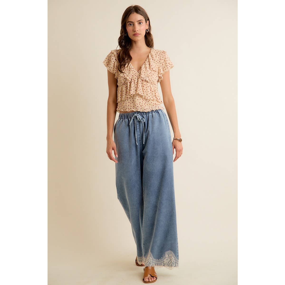 Easy Going Lace Denim Pants