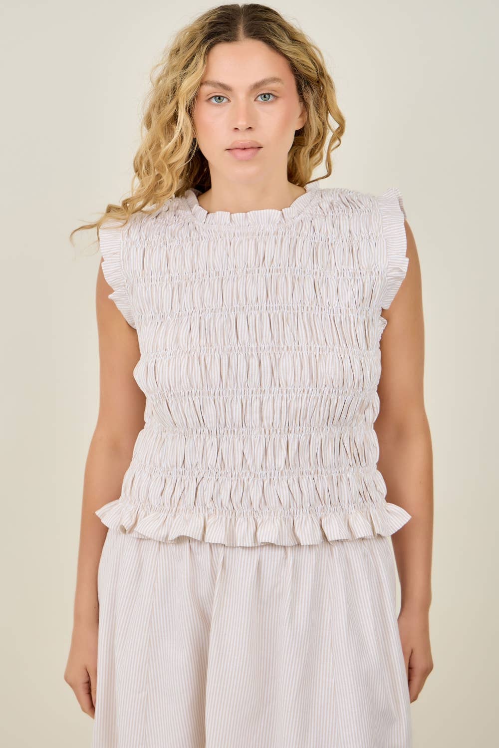 Shannon Striped Smocked Tank Top (Plus)