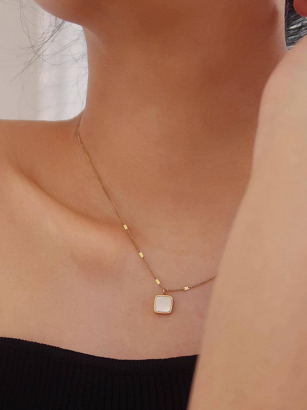 Felicity Gold Shell Square Necklace