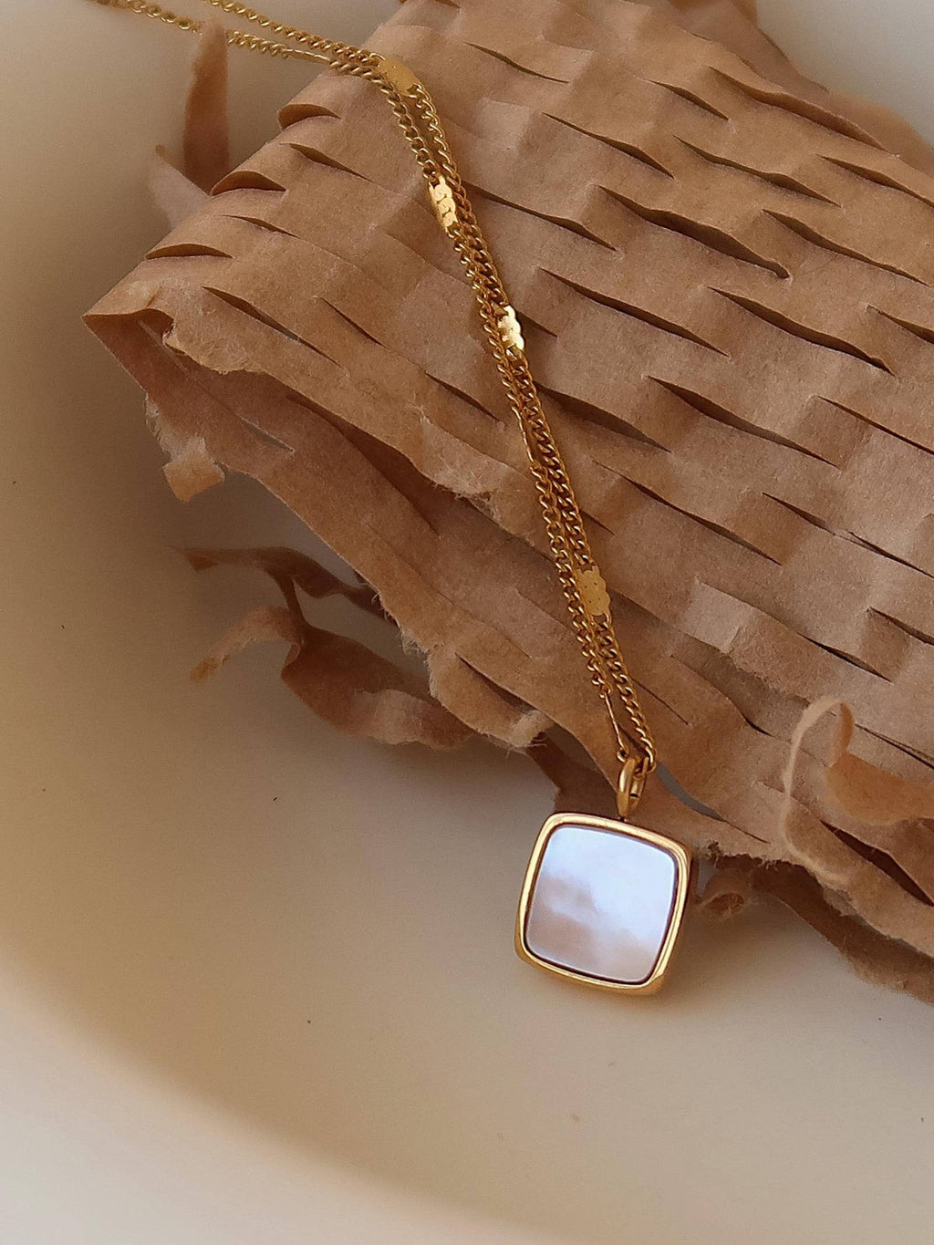 Felicity Gold Shell Square Necklace