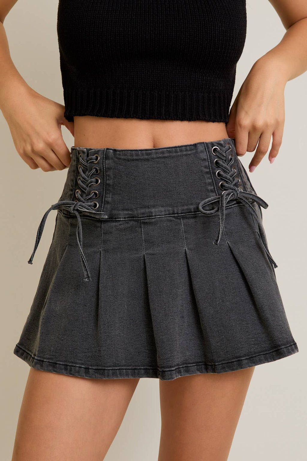 Bella Grey Denim Mini Skirt
