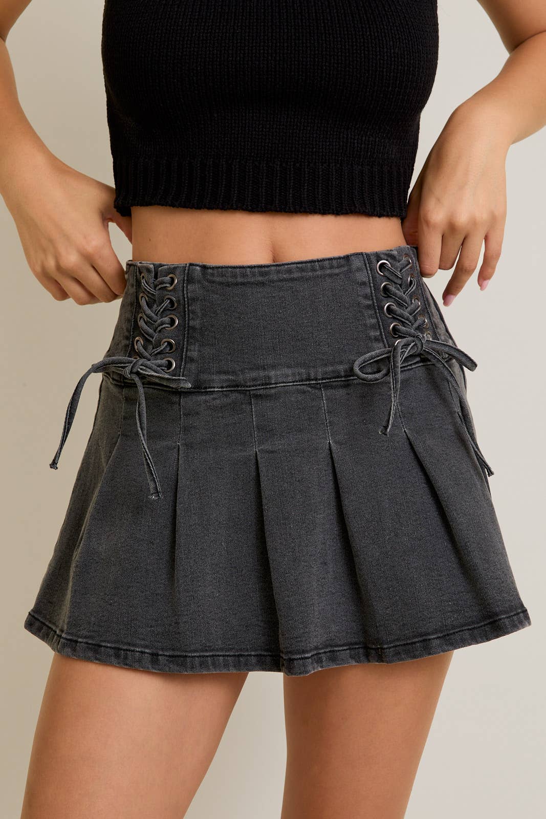 Bella Grey Denim Mini Skirt