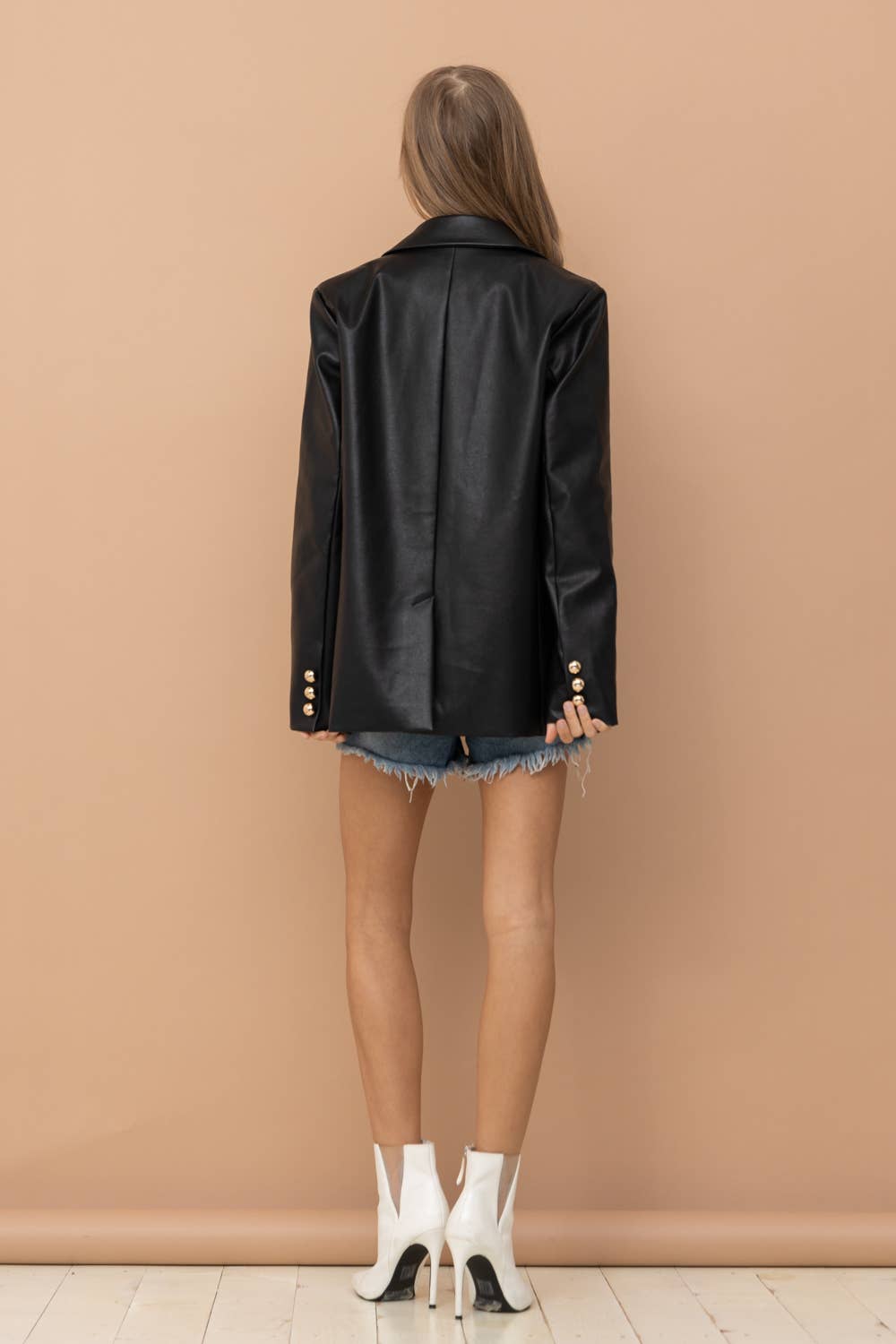 Aria Faux Leather Boyfriend Blazer
