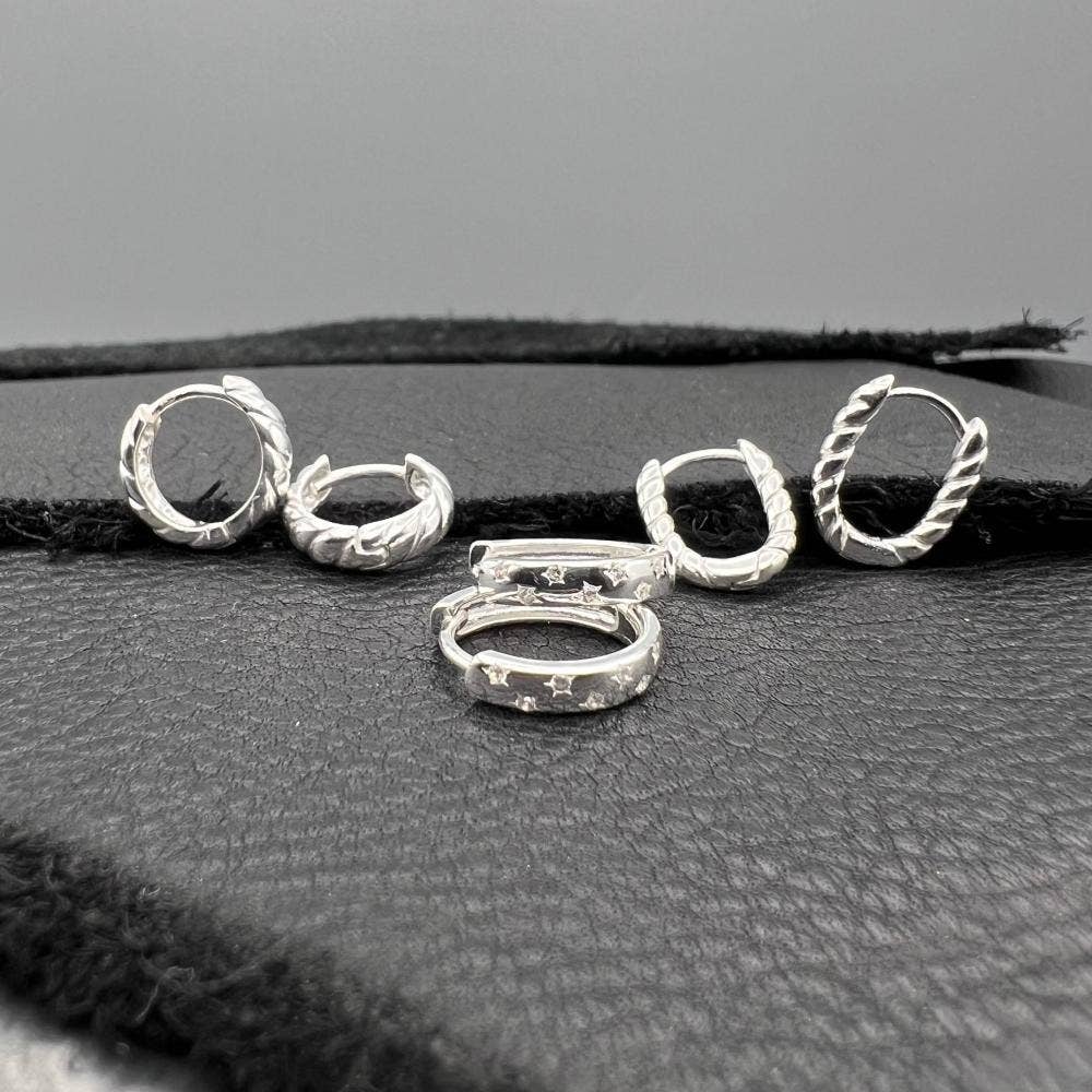 Silver Twisted Oval Huggies