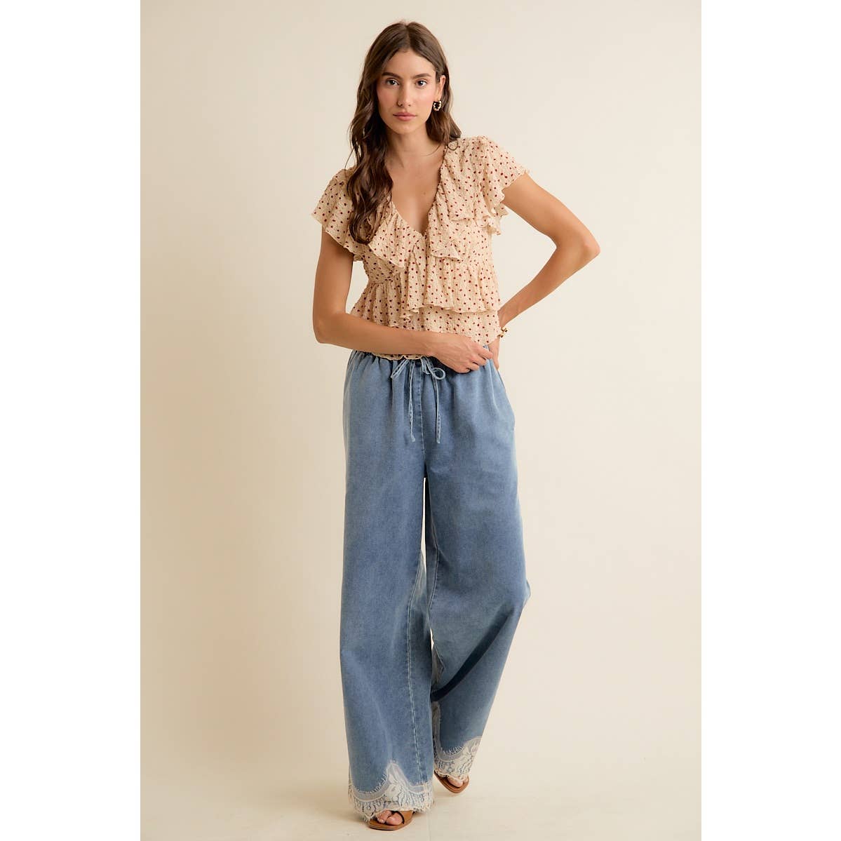 Easy Going Lace Denim Pants