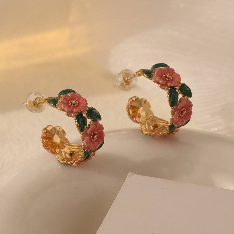 Picnic Camellia Flower Hoops