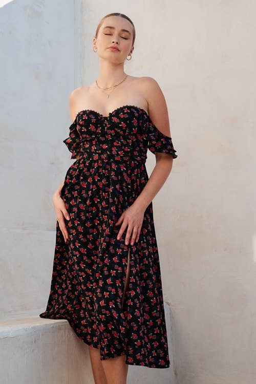 Floral Sweetheart Midi Dress