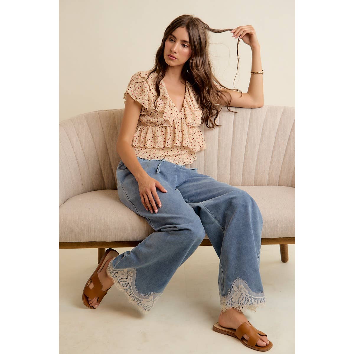 Easy Going Lace Denim Pants