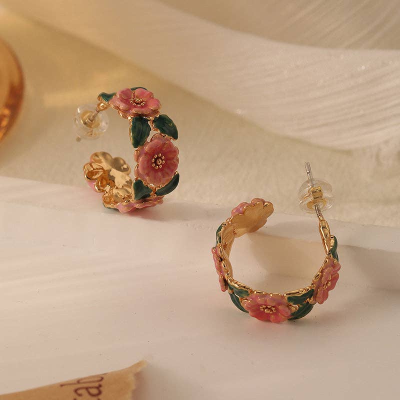 Picnic Camellia Flower Hoops