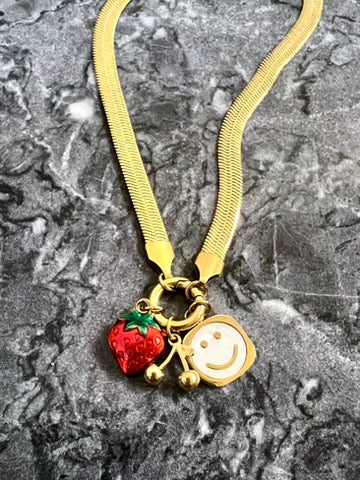 Y2K Vibes Herringbone Charm Necklace - One of a Kind