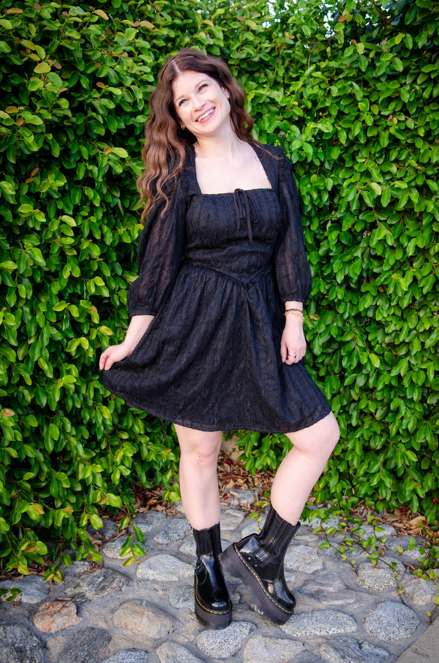 Lace Puff Sleeve Mini Dress