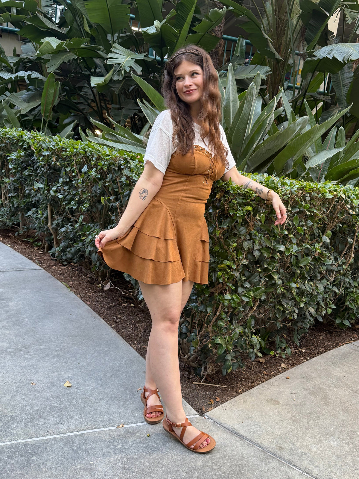 Forest Faux Suede Mini Dress