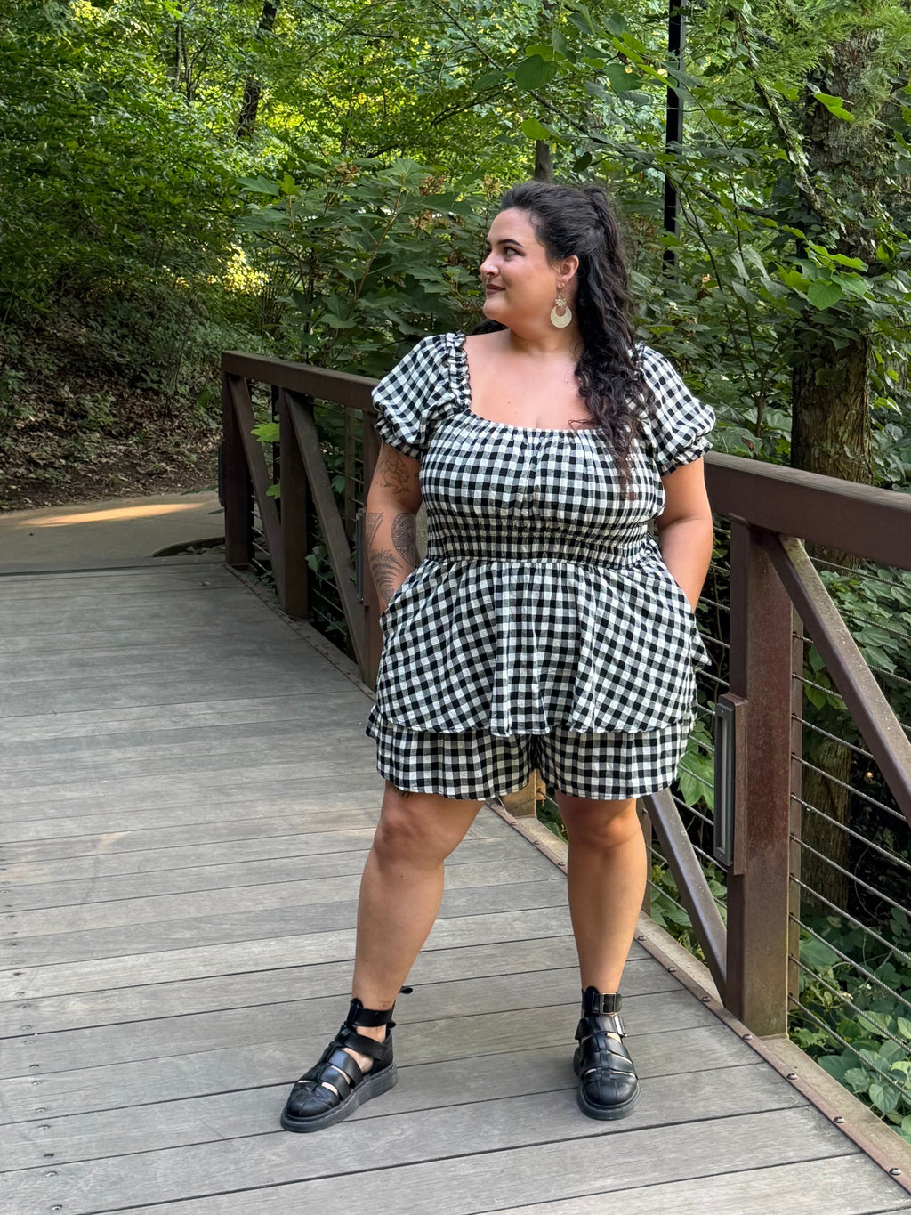 Most Wanted Gingham Romper (Plus)