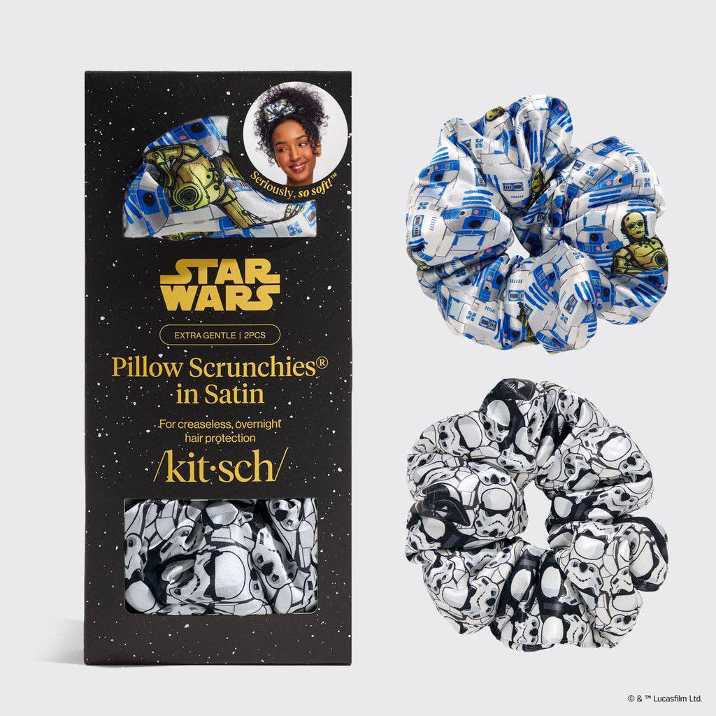 Star Wars™ & Kitsch Pillow Scrunchies® in Satin - R2-D2 & Stormtroopers