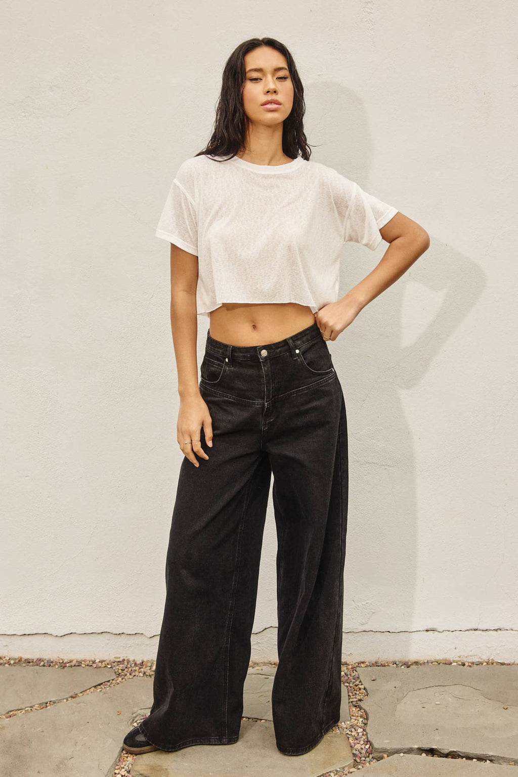 Classic Cropped Raw Hem Tee