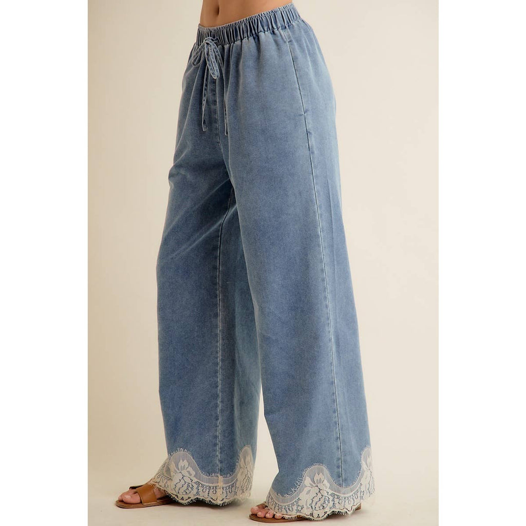 Easy Going Lace Denim Pants