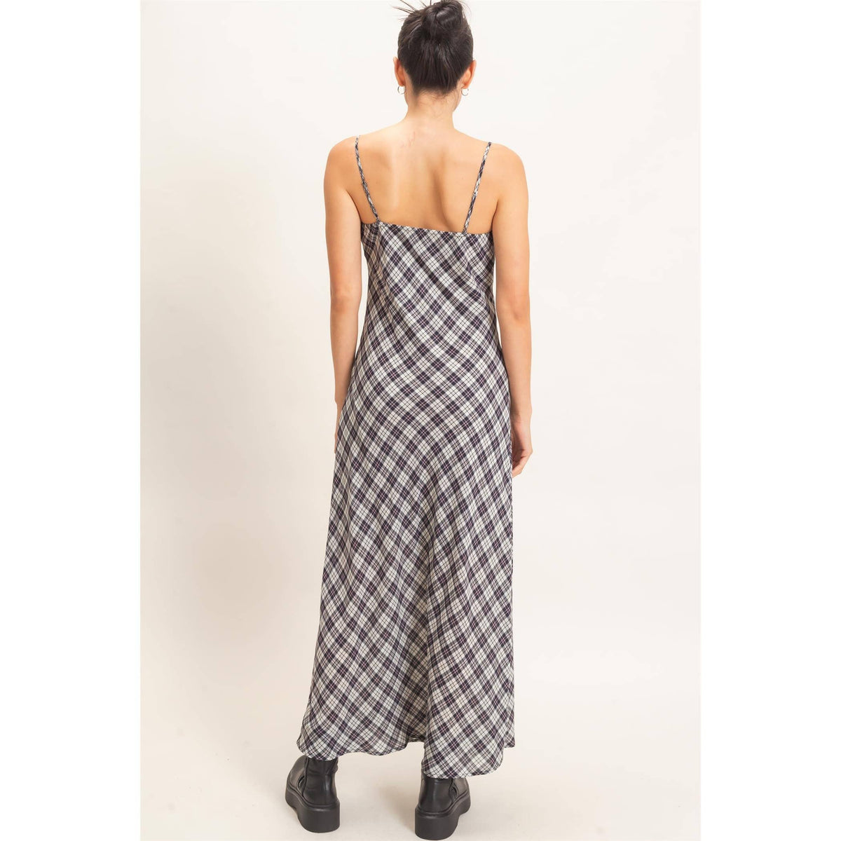 Plaid Spaghetti Strap Maxi Dress