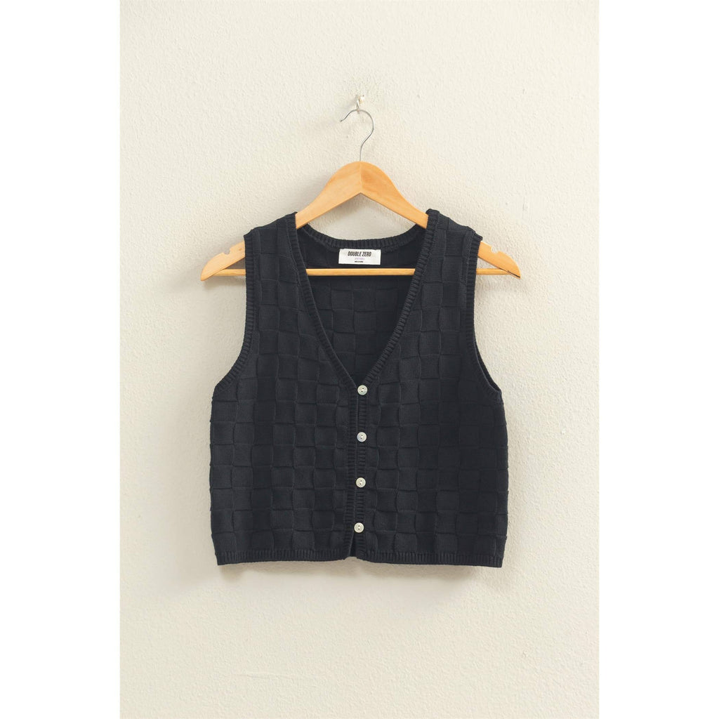 Basket Weave V-Neck Sleeveless Vest