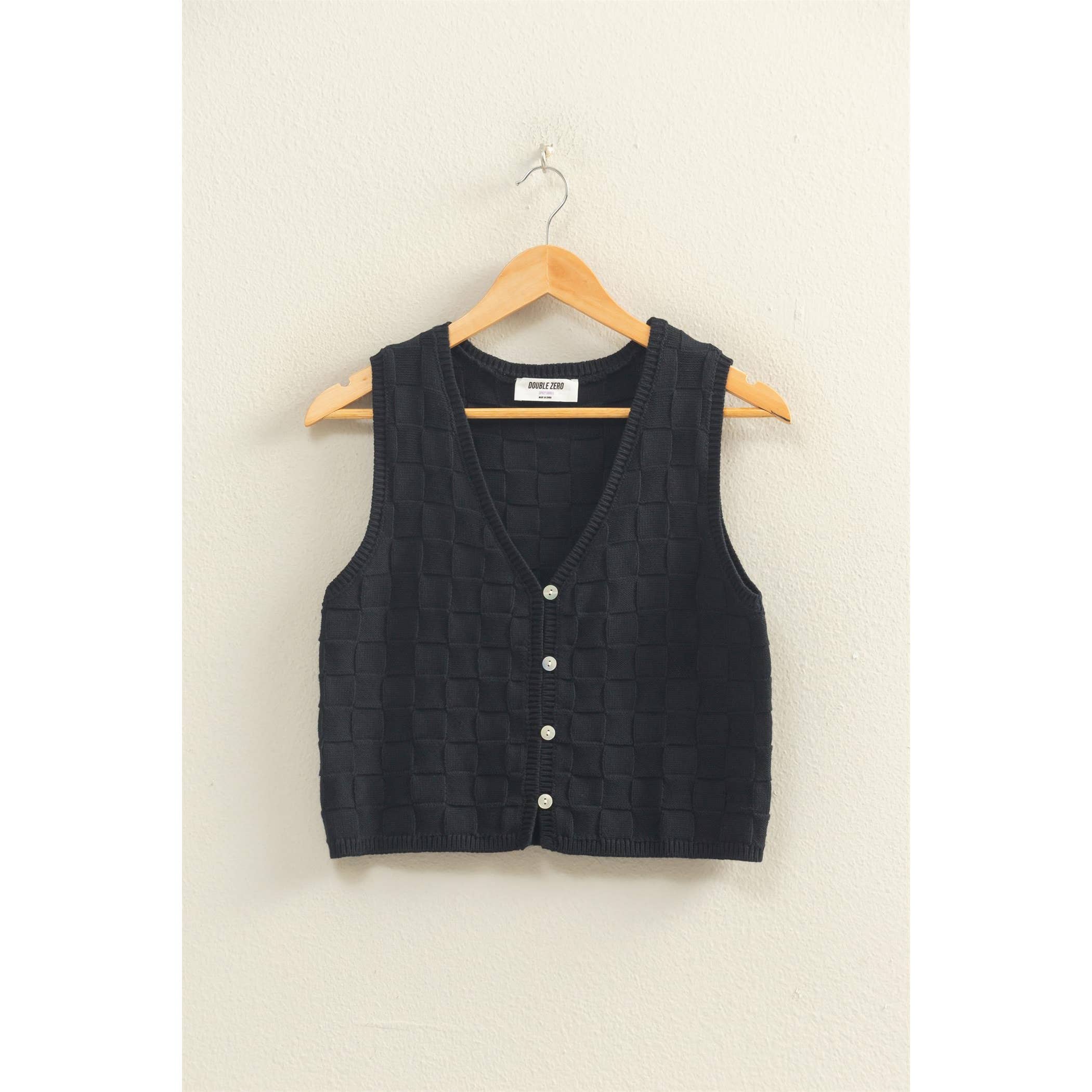 Basket Weave V-Neck Sleeveless Vest