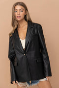 Aria Faux Leather Boyfriend Blazer