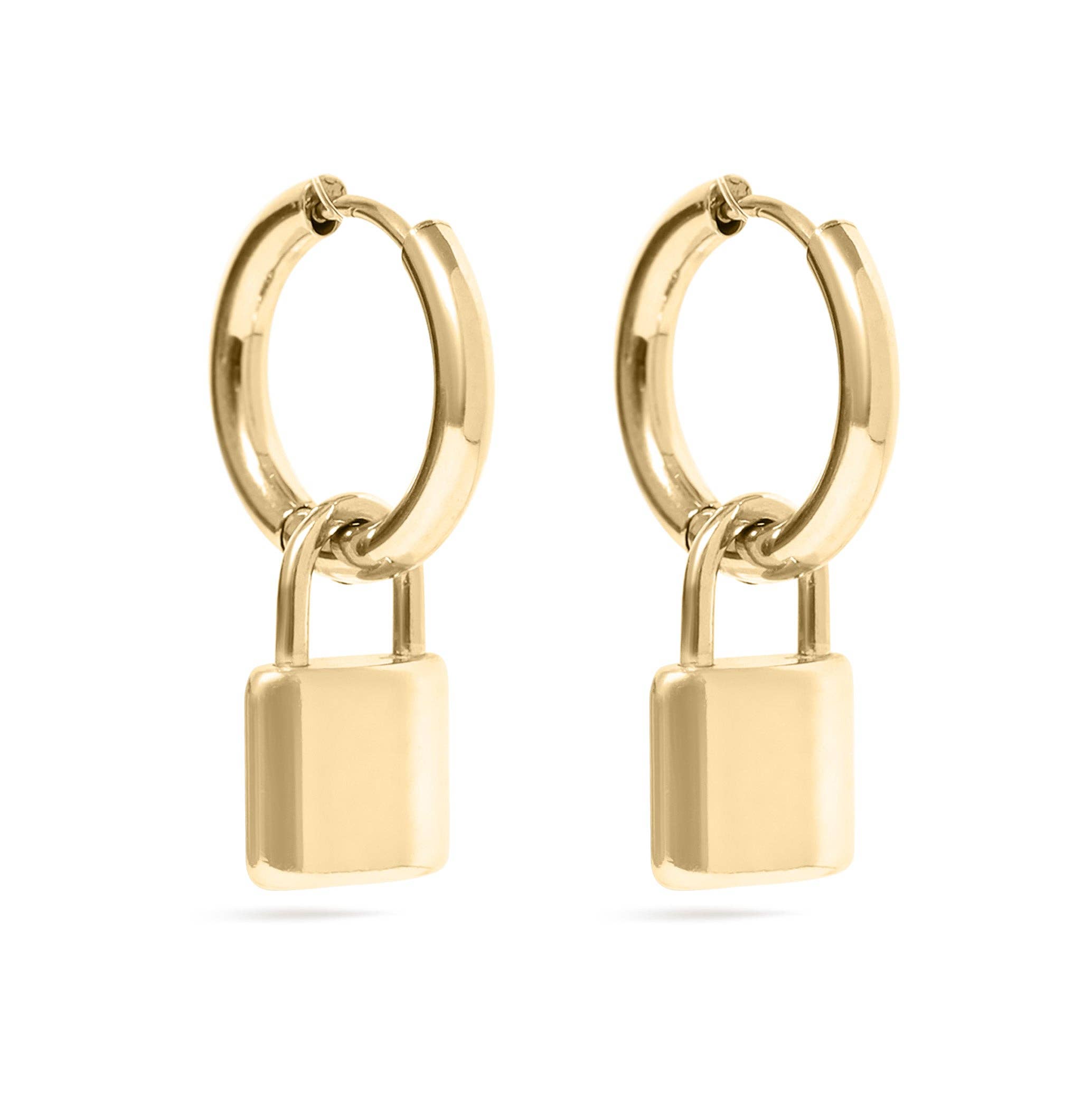 Padlock Pendant Hoop Earrings