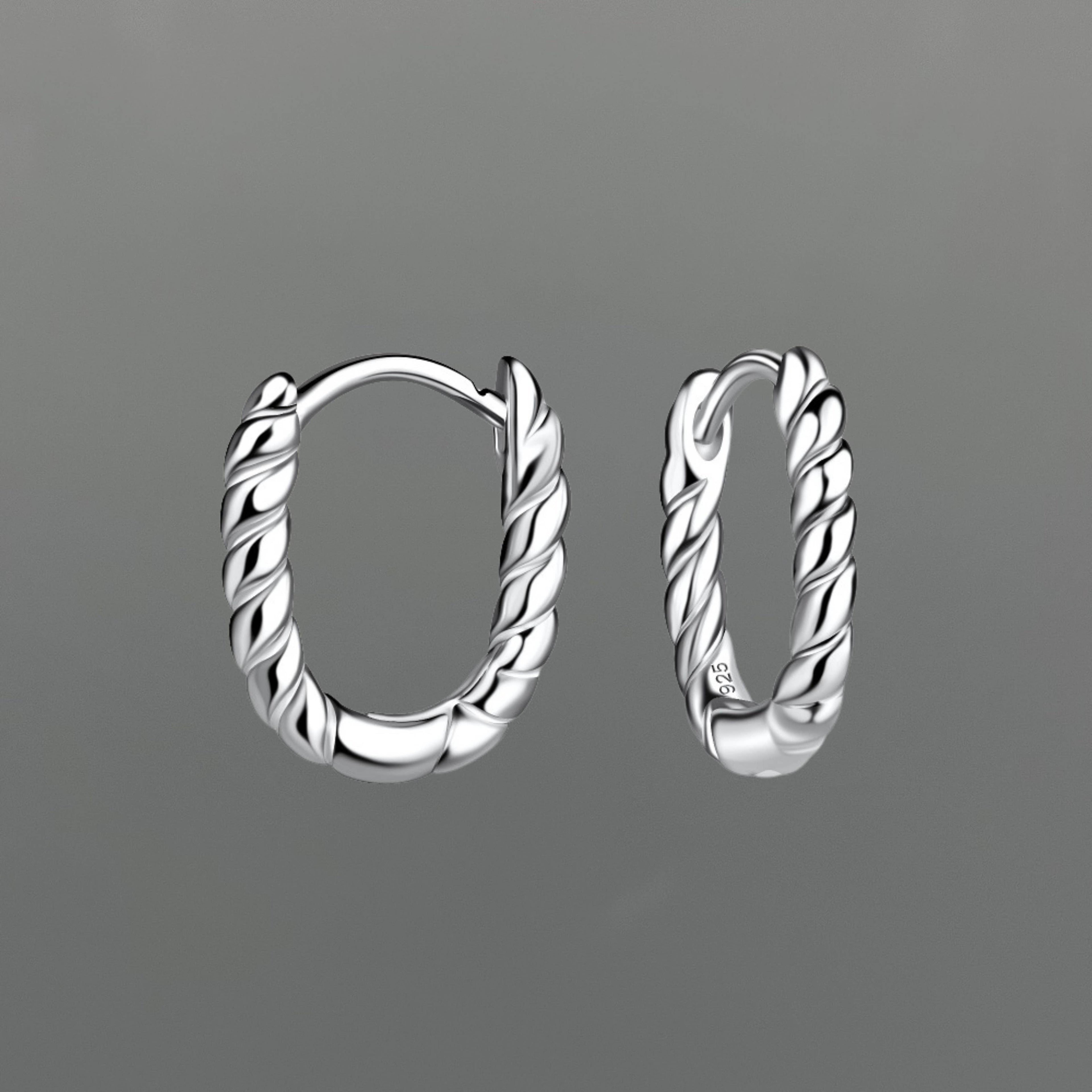 Silver Twisted Oval Huggies