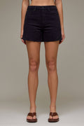 Black Side Slit Mom Shorts